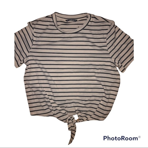 Shein Shein Striped Knot-Front T-Shirt - Picture 5 of 9